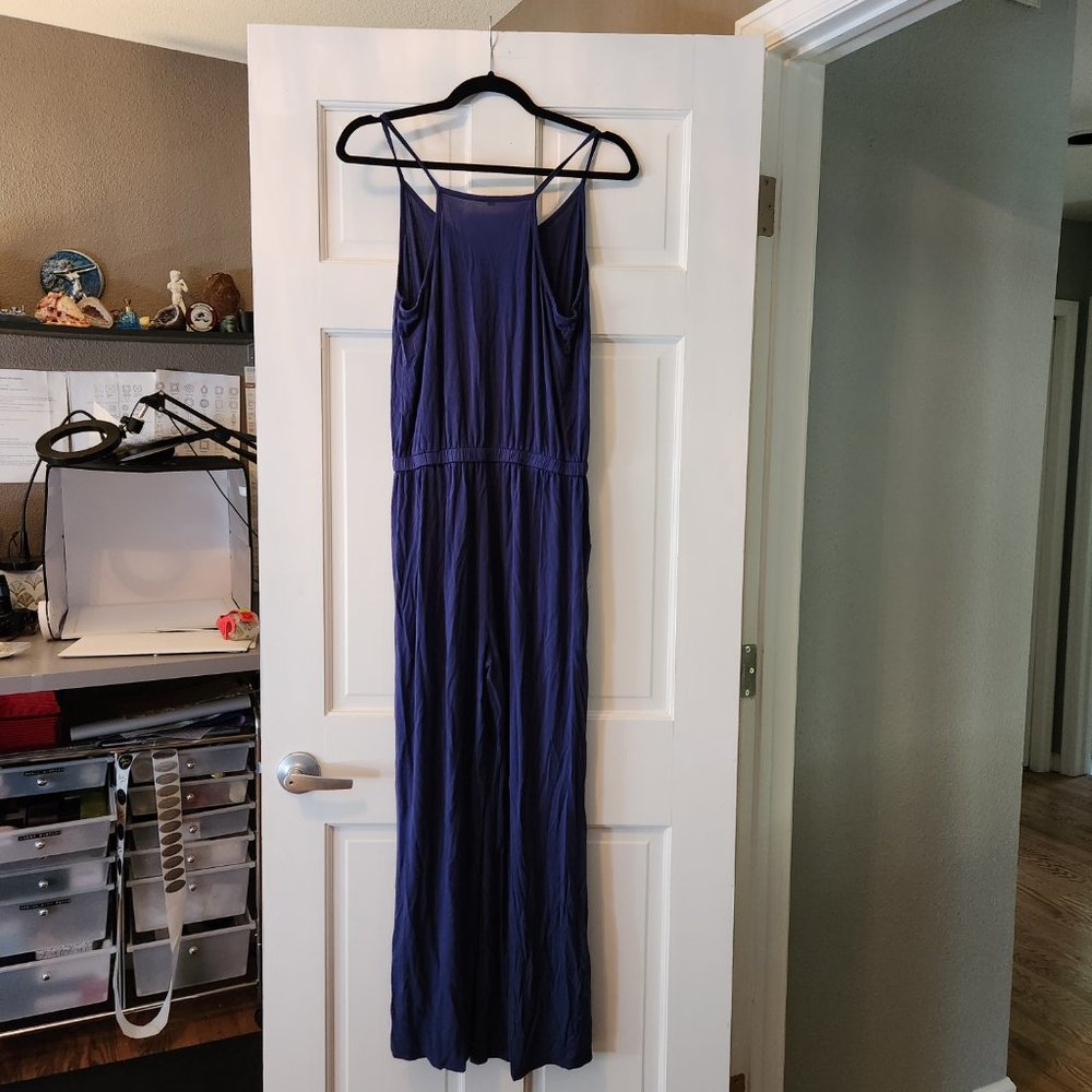 Loose Royal Blue Spaghetti Strap Wide Leg Pants Jumpsuit Romper L